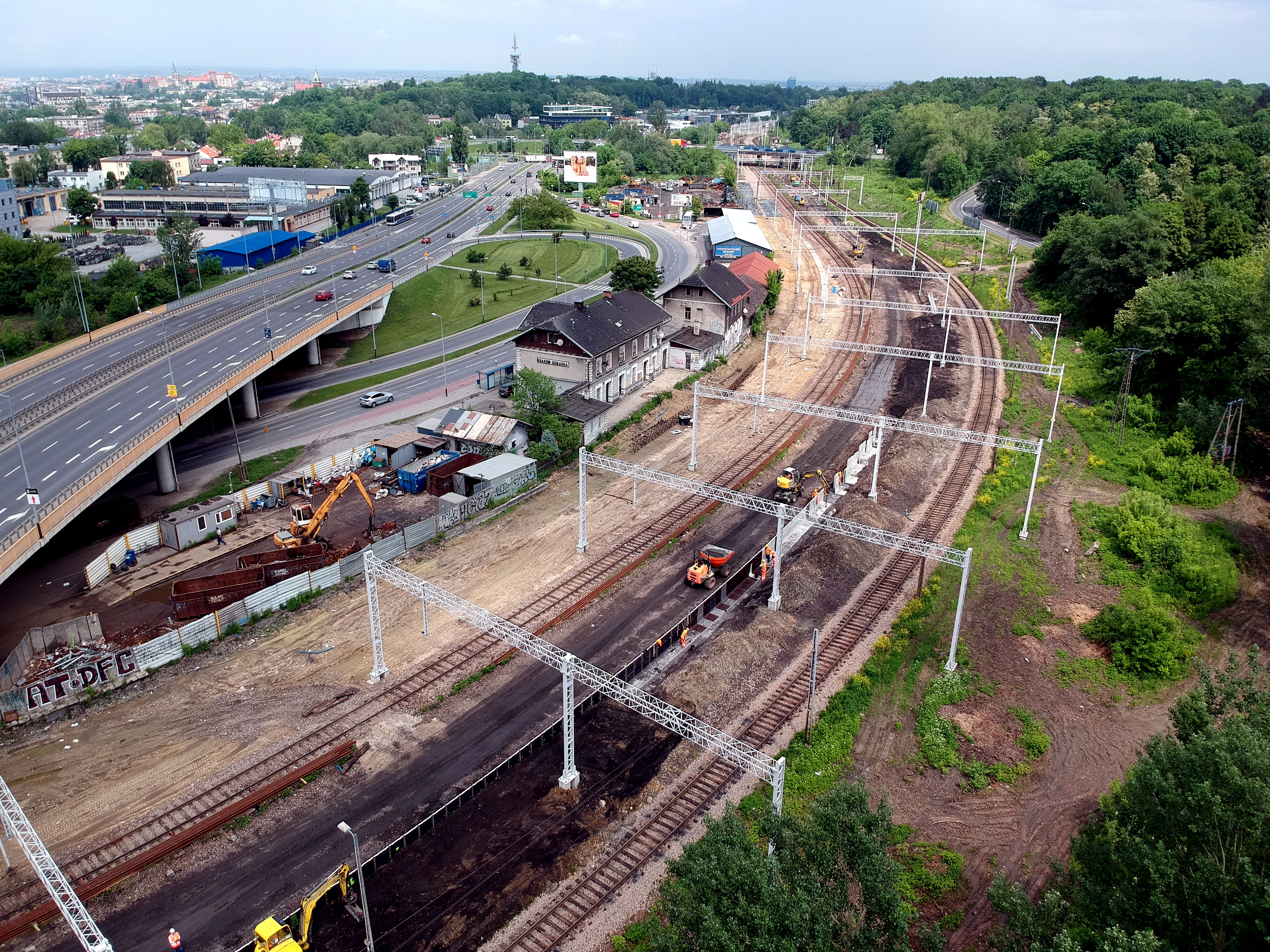 Prace budowlane na torze kolejowym, Kraków  - Jernbanebygging